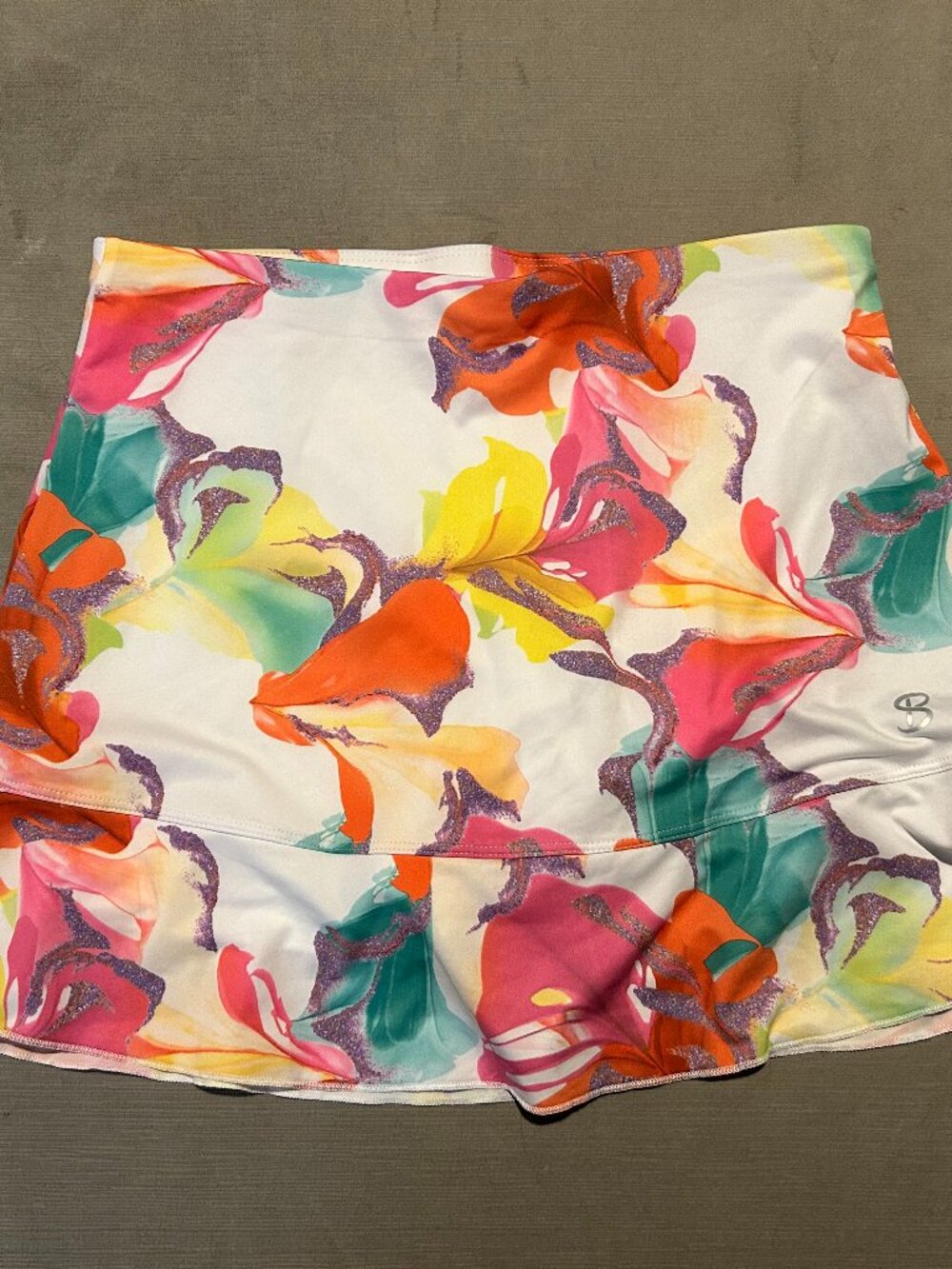 SOFIBELLA Vibrant Abstract Floral Ruffle Athletic Tennis Pickleball Skort XS